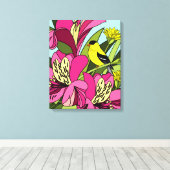 ガーデンのゴールドフィンチ キャンバスプリント (インサイチュ (ウッドフロア))