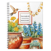 ガーデンのハミングバード |鉢植え花 ノートブック (正面)