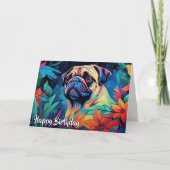 ガーデンの中の漫画のパグカスタム カード (正面)