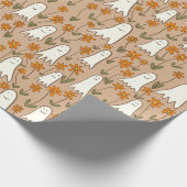 ガーデンの可愛い幽霊ハロウィーン ラッピングペーパー (角)