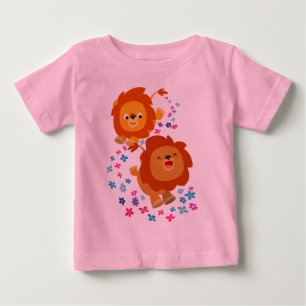 ガーデンの可愛い漫画のライオンズベビーTシャツ ベビーTシャツ