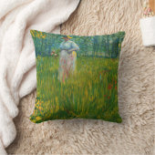 ガーデンの女性歩く – ビンセント・ヴァン・ゴッホ クッション (ブランケット)