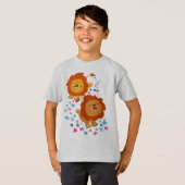 ガーデンの子ども達の可愛い漫画のライオンTシャツ Tシャツ (正面フル)