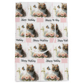 ガーデンの子猫ちゃんお誕生日おめでとう ミディアムペーパーバッグ (正面)