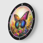 ガーデンの抱擁» – バタフ鮮やかロー ラージ壁時計 (傾斜)