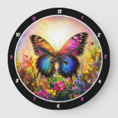 ガーデンの抱擁» – バタフ鮮やかロー ラージ壁時計 (正面)