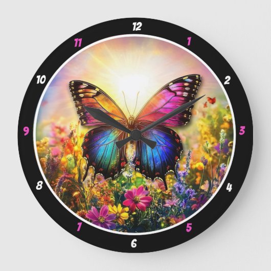 ガーデンの抱擁» – バタフ鮮やかロー ラージ壁時計 (正面)
