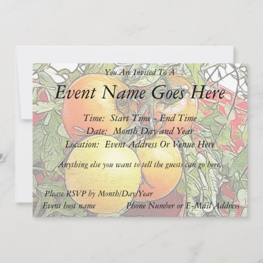 ガーデンの新鮮な家宝トマト 招待状 (正面)