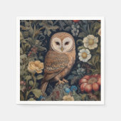 ガーデンの美しいフクロウアールヌーボースタイル スタンダードカクテルナプキン (正面)