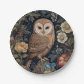 ガーデンの美しいフクロウアールヌーボースタイル ペーパープレート (正面)