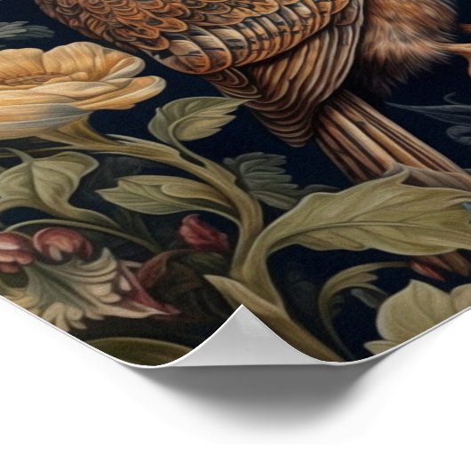 ガーデンの美しいフクロウアールヌーボースタイル ポスター (角)