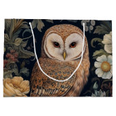 ガーデンの美しいフクロウアールヌーボースタイル ラージペーパーバッグ (裏面)