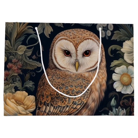 ガーデンの美しいフクロウアールヌーボースタイル ラージペーパーバッグ (裏面)