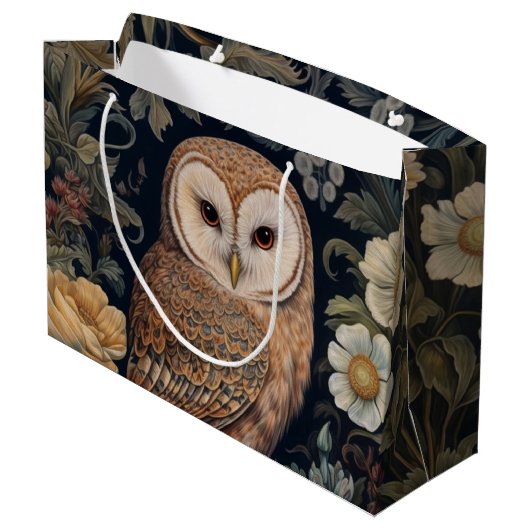 ガーデンの美しいフクロウアールヌーボースタイル ラージペーパーバッグ (裏面アングル)