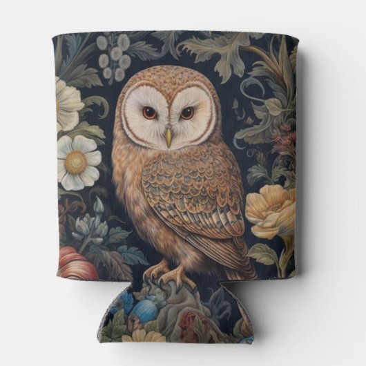 ガーデンの美しいフクロウアールヌーボースタイル 缶クーラー (裏面)