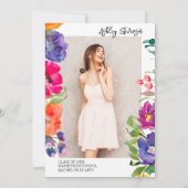 ガーデンの花の水彩写真 卒業式 招待状 (裏面)