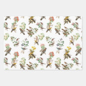 ガーデンの花束と鳥 ラッピングペーパーシート (正面)