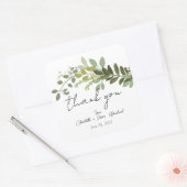 ガーデンの葉の緑のつる植物結婚ズサンキュー スクエアシール (封筒)