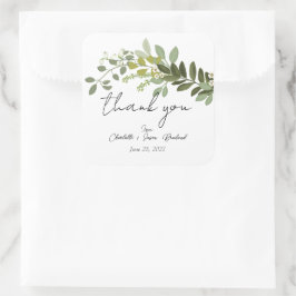 ガーデンの葉の緑のつる植物結婚ズサンキュー スクエアシール