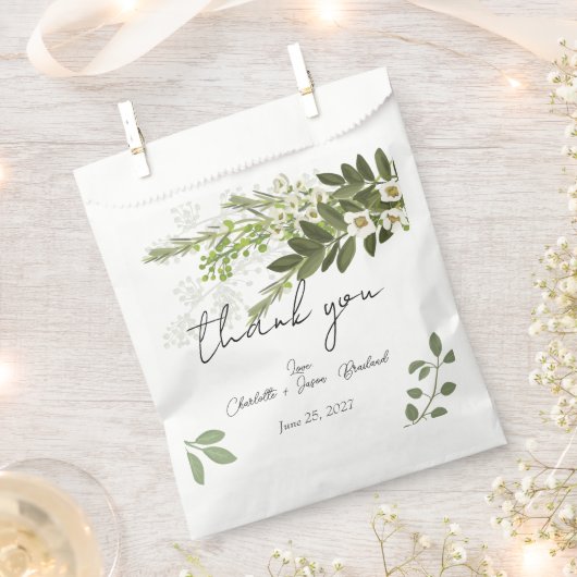 ガーデンの葉の緑のつる植物結婚ズサンキュー フェイバーバッグ (クリップ留めされた状態)