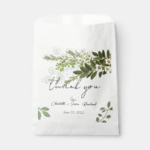 ガーデンの葉の緑のつる植物結婚ズサンキュー フェイバーバッグ (正面)