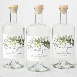 ガーデンの葉の緑のつる植物結婚ズサンキュー リキュールボトルラベル