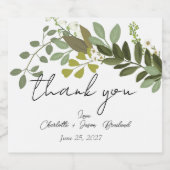 ガーデンの葉の緑のつる植物結婚ズサンキュー リキュールボトルラベル (シングルラベル)