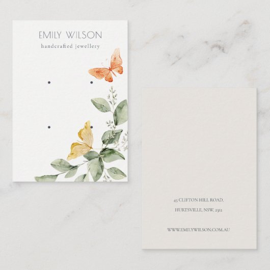 ガーデンの葉蝶2スタッドイヤリング表示 名刺 (正面/裏面)