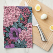 ガーデンはっきりした花模様 キッチンタオル (四つ折り)