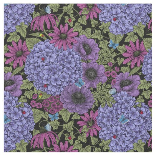 ガーデンはっきりした花模様 ファブリック (クローズアップ)