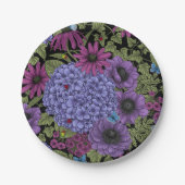 ガーデンはっきりした花模様 ペーパープレート (正面)