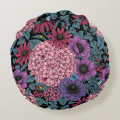 ガーデンはっきりした花模様 ラウンドクッション (裏面)