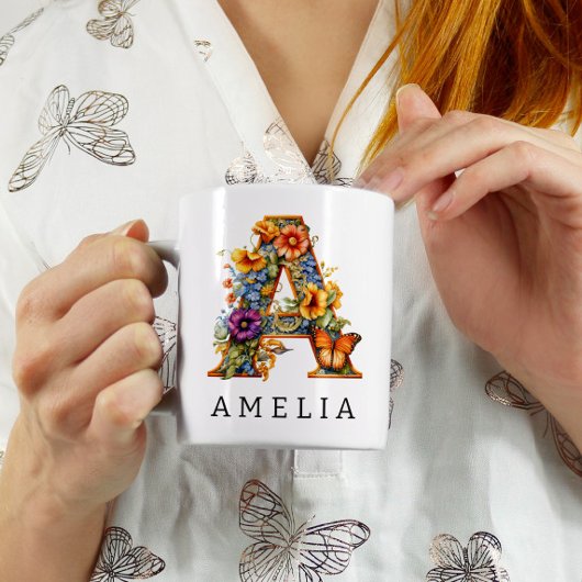 ガーデンアルファベットレターモノグラムコーヒーマグ コーヒーマグカップ