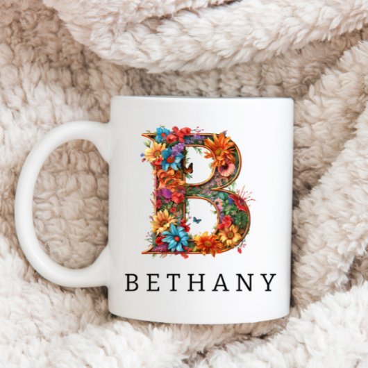 ガーデンアルファベットレターBモノグラムコーヒーマグ コーヒーマグカップ