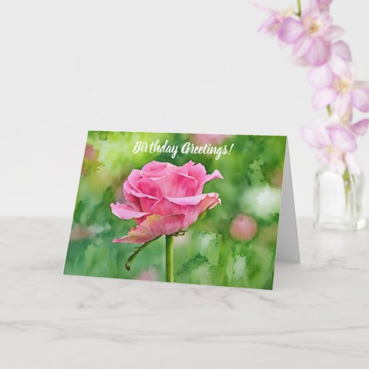 ガーデンアートの美しいピンクのバラ誕生日カード カード (蘭)