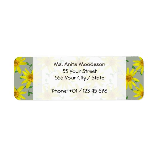 ガーデンイエローアルニカワイルドフラワーオン任意の色 ラベル (正面)