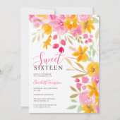 ガーデンイエローピンクフローラシック甘い16 招待状 (正面)