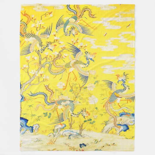 ガーデンイエロー中国のフローラのフェニックス5 フリースブランケット (正面)