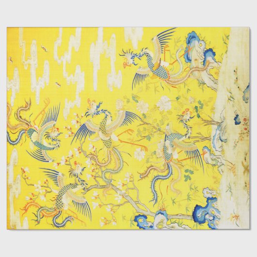 ガーデンイエロー中国のフローラのフェニックス5 ラッピングペーパー (フラット)