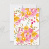 ガーデンイエロー ピンク フラワール 水彩 結婚前お茶会 サンキューカード (裏面)