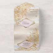 ガーデンイタリアン&金ゴールドバララインスケッチの装飾 オールインワン招待状 (外側)