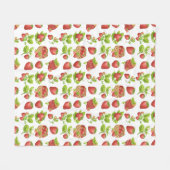 ガーデンイチゴとストロベリージャム フリースブランケット (正面(横))