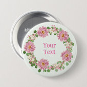 ガーデンインスパイアピンクと白のフローララペルピン 缶バッジ (正面&裏面)