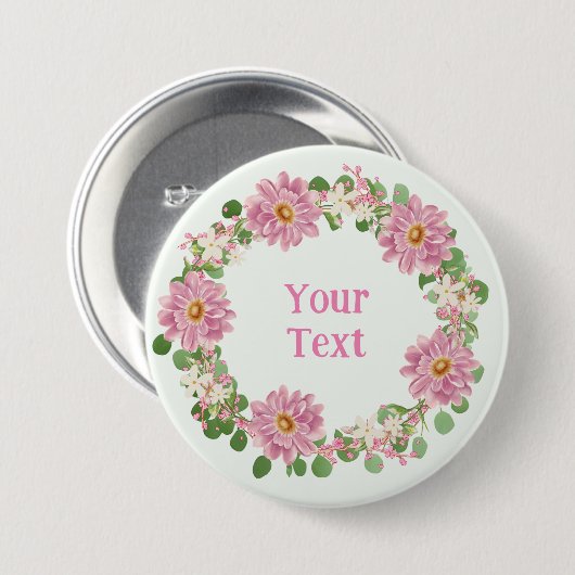 ガーデンインスパイアピンクと白のフローララペルピン 缶バッジ (正面&裏面)