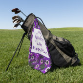 ガーデンインマイハッピープレイス明るい紫色の花 ゴルフタオル (グリーン)