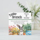 ガーデンイースターブランチの可愛いイースターバニー 招待状 (スタンド正面)