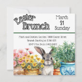 ガーデンイースターブランチの可愛いイースターバニー 招待状 (正面)