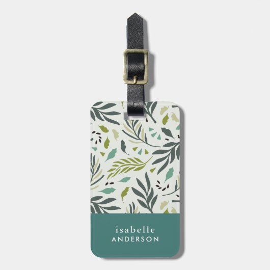ガーデンウィムシーパーソナライズされた緑 ラゲッジタグ (正面縦)