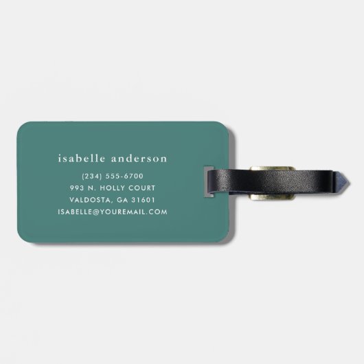 ガーデンウィムシーパーソナライズされた緑 ラゲッジタグ (裏面横)