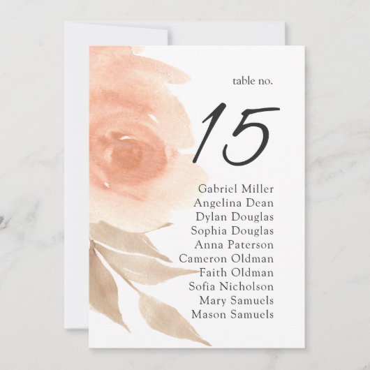 ガーデンウェディングの席次表 夏のテーブルプラン 招待状 (正面)